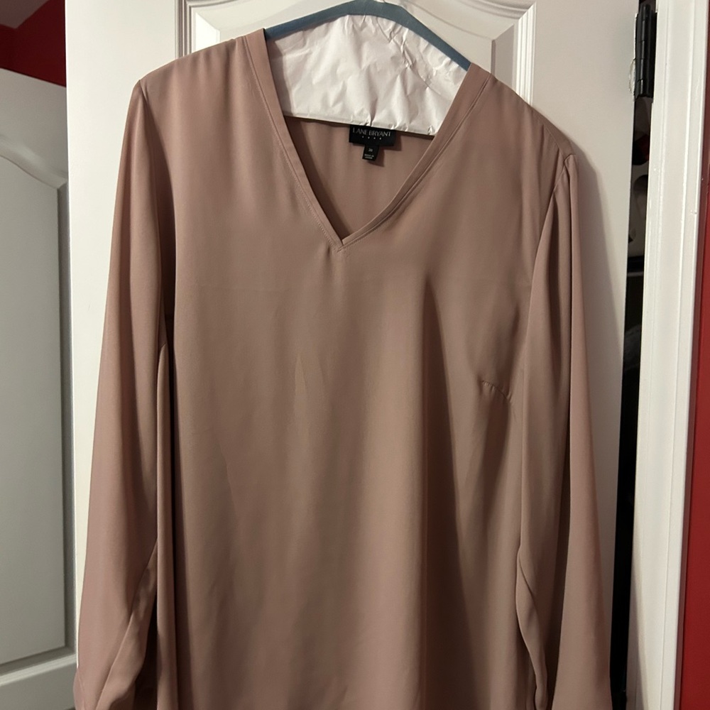 Lane Bryant Brown Long Sleeve Relaxed Blouse